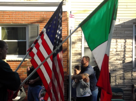Italian and American Flags 2014 Parade East Boston